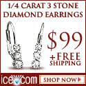 1/4 Carat 3 Stone Diamond Earrings $99 Plus Free Shipping